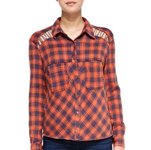 Free People Gauzy Plaid Shirt